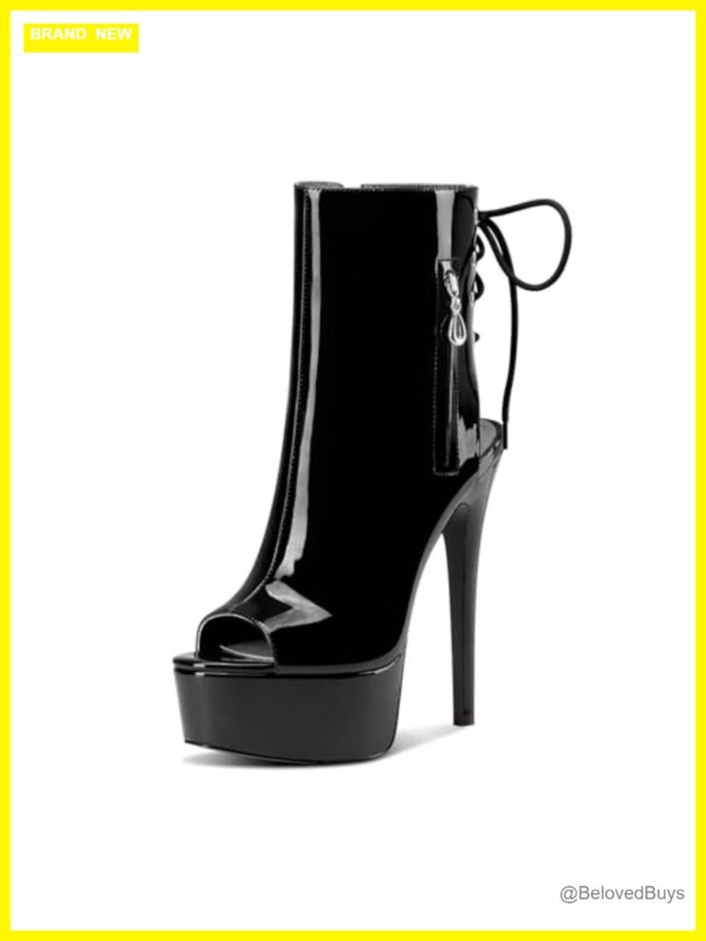 Stiletto Peep Toe Platform Ankle Boots Lace-Up Prom Party Heels